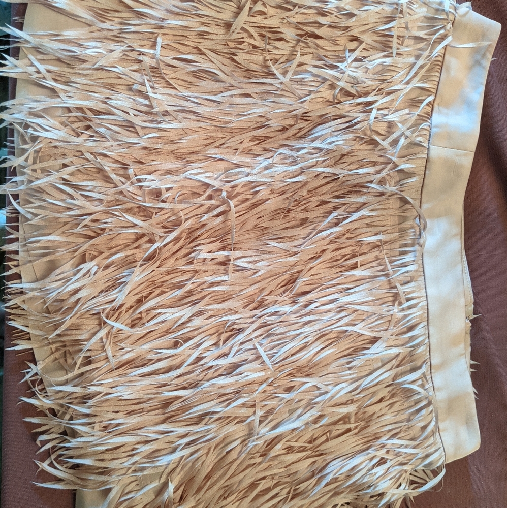 Pink feather-look skirt